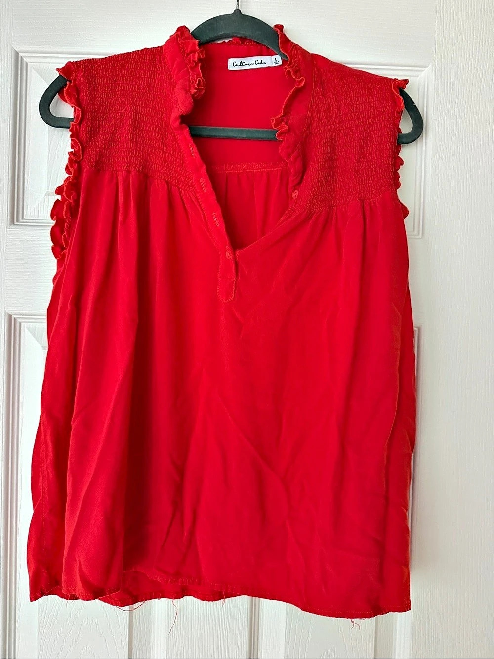 Charlotte Russe Red Ruffle Sleeveless Blouse